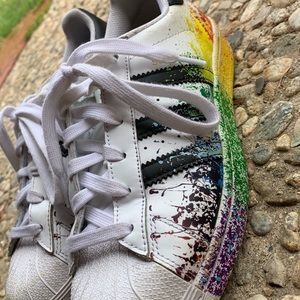 Adidas paint splash superstar sneakers!